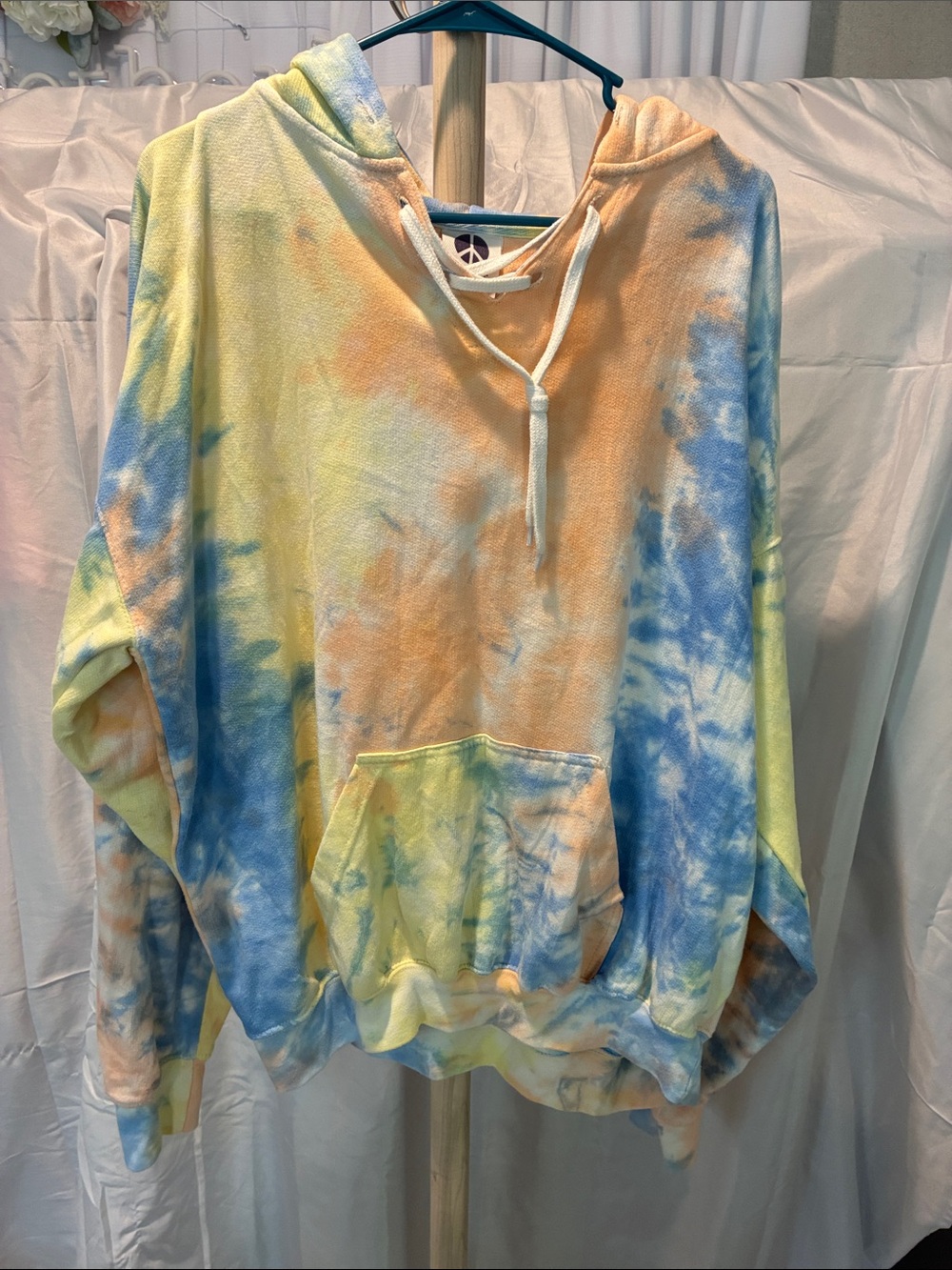 Exist Tie-Dye Hoodie- Blue, Yellow & Peach